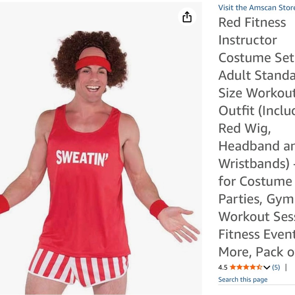 Red Fitness Instructor Costume Set